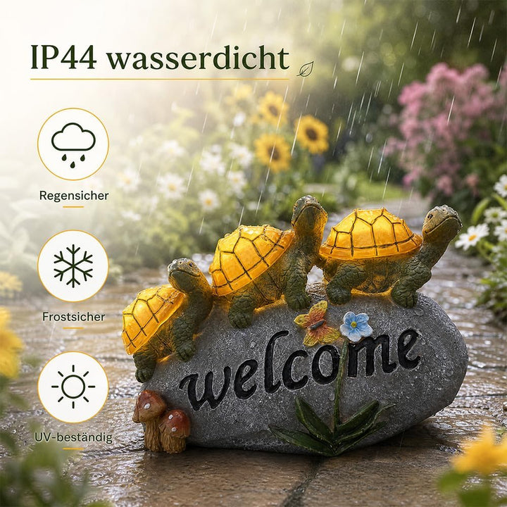 Shildkröte Deko Solar, Solar Gartenfigur Schildkröte, Gartenfiguren für Draussen Wetterfest mit 3 LE