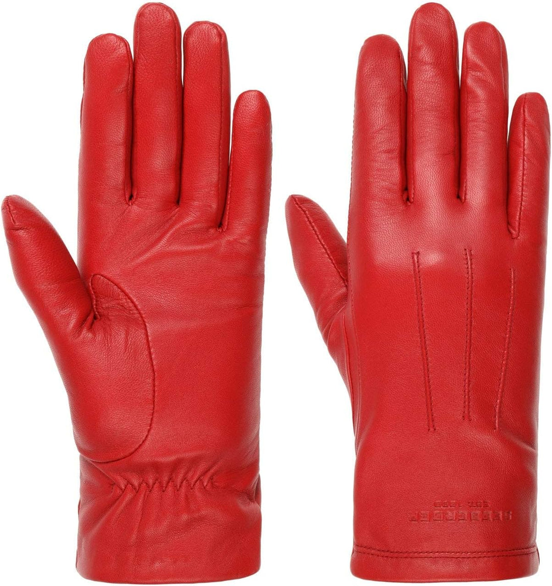 Seeberger Spencer Lederhandschuhe Handschuhe Damenhandschuhe Fingerhandschuhe (6 HS - rot)