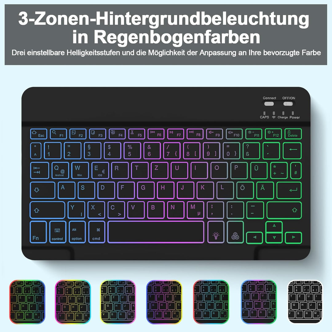 Bettdow für Samsung Galaxy Tab A11+/A9+ 11" Tastatur Hülle, Deutsch QWERTZ Layout Abnehmbarer Beleuc