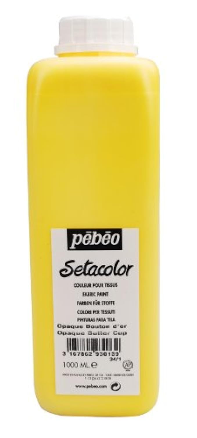 Pebeo Setacolor Opaque Fabric Paint 1-Liter Bottle, Butter Cup by Pebeo
