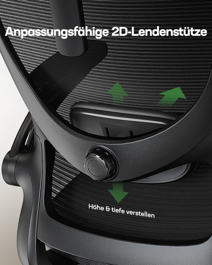 Marsail Bürostuhl Ergonomisch Schreibtischstuhl: Ergonomischer Bürostuhl mit 2D-Kopfstütze, 2D-Lende