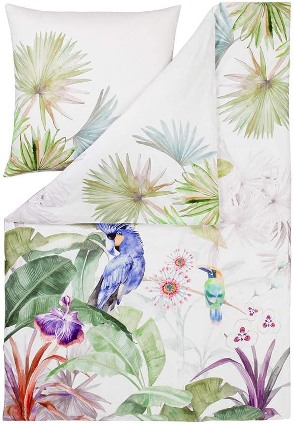 ESTELLA Mako-Satin Bettwäsche Jungle Multicolor 1 Bettbezug 155 x 220 cm + 1 Kissenbezug 80 x 80 cm