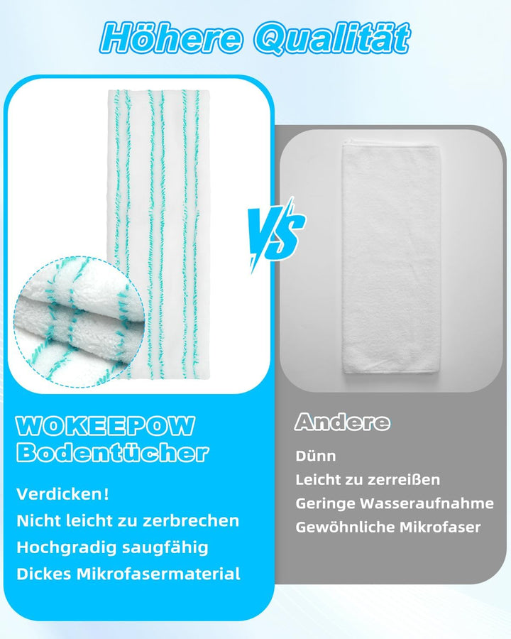 3 Wischmopp Bezug 45 * 14cm, Wischlappen Boden Microfaser Putztuch, Microfasertücher Für Feuchte Bod