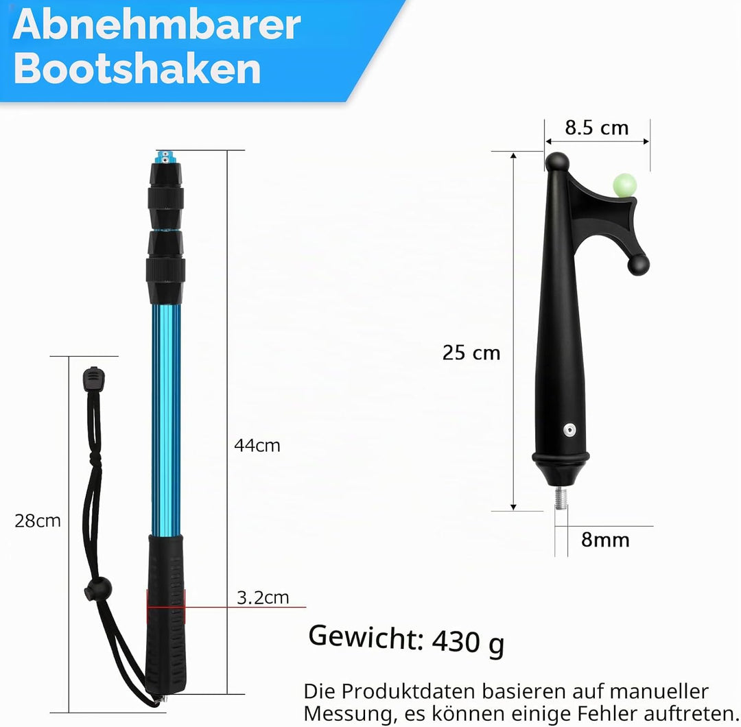 KOMCLUB Teleskop Bootshaken Aluminium Leichtgewicht Push Pole Mehrzweck Ausziehbare Stange rutschfes