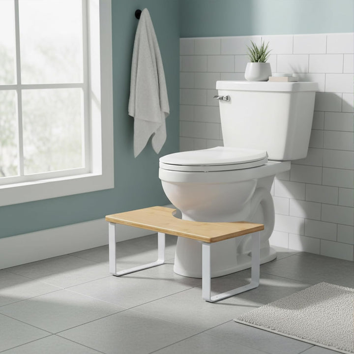 Relaxdays Toilettenhocker, Stuhlgang Unterstützung, WC Hocker Erwachsene, Bambus, HxBxT: 18 x 44,5 x