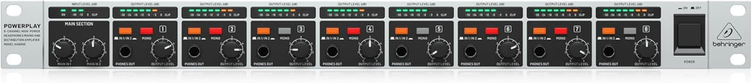 Behringer POWERPLAY HA8000 V2 8-Kanal-Hochleistungs-Kopfhörer-Misch- und Verteilverstärker, POWERPLA