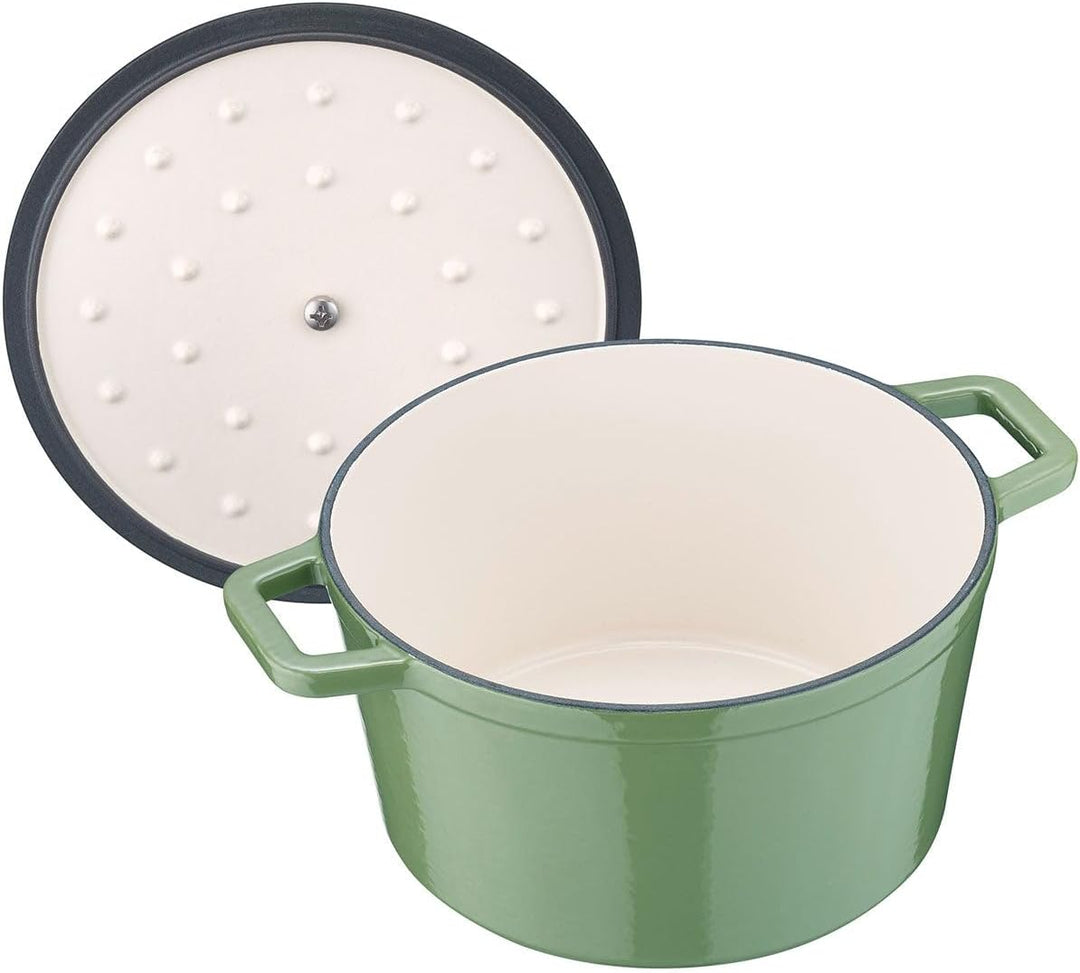 Berndes b.iron green Schmortopf aus Gusseisen 2 m 20 cm mit Deckel Bräter 20 cm grün, Bräter 20 cm g