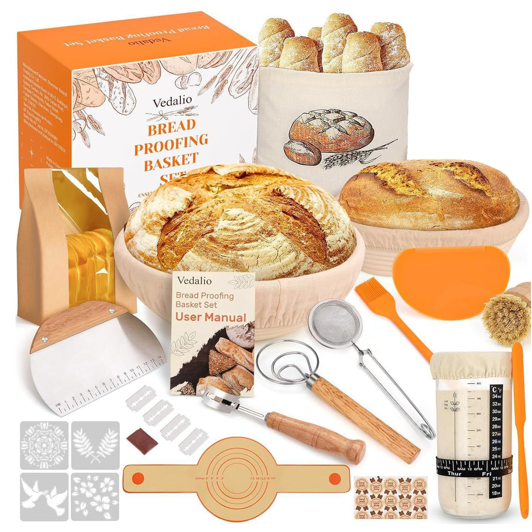 20 Stück Gärkörbchen Für Sauerteig Starter Set | 25 cm &amp; 23 cm Proofing Basket Bread Baking with Sou