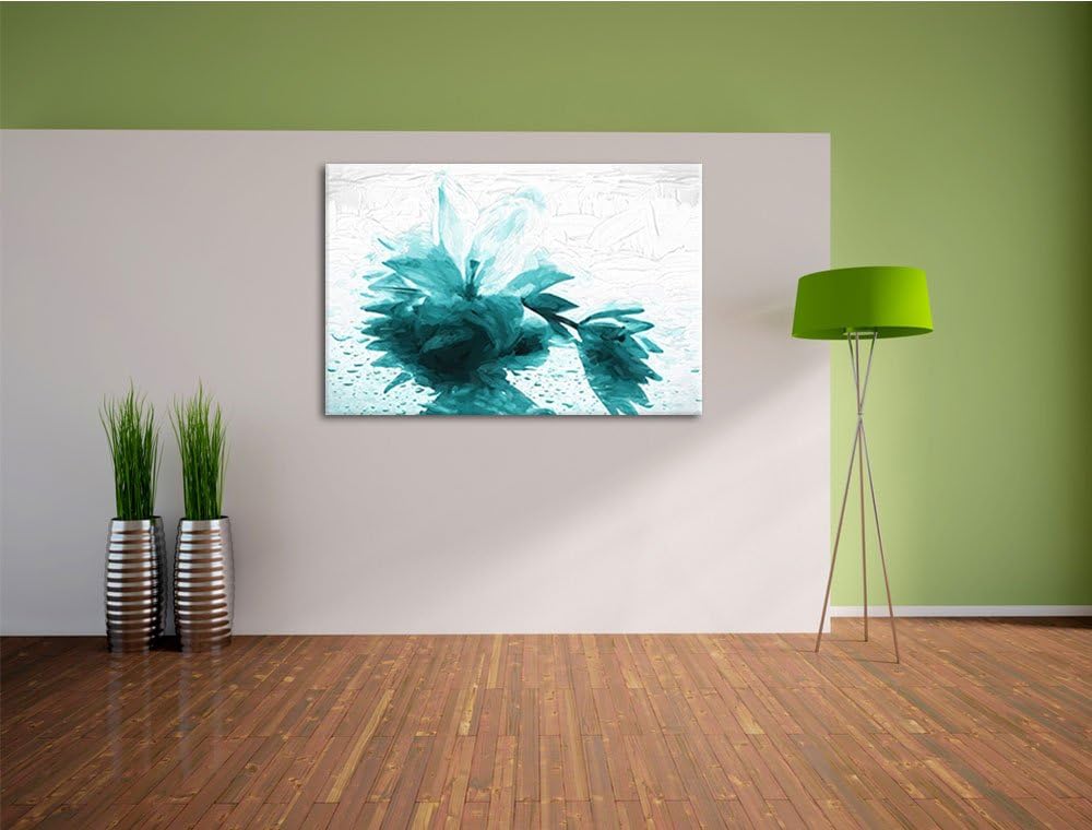 Düstere Lilie mit Zen Steinen Deluxe Format: 100x70 cm auf Leinwand, XXL riesige Bilder fertig gerah