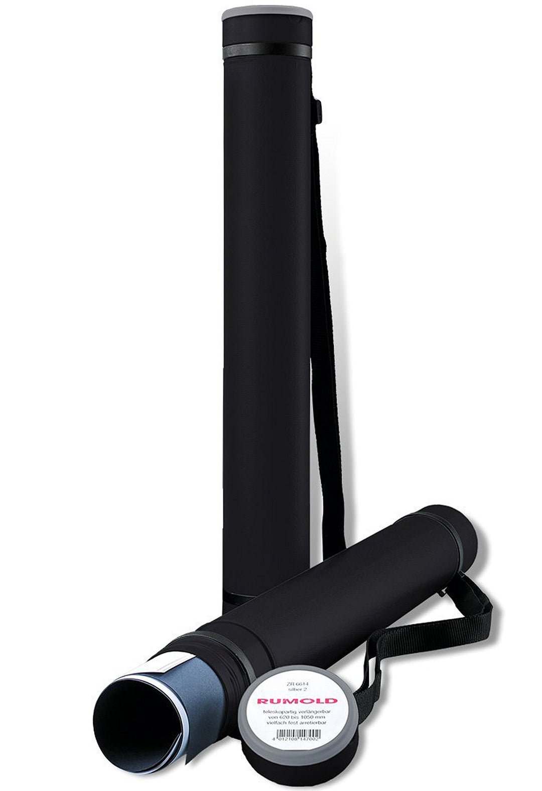 Rumold Zeichenrollen-Köcher, 600 mm - 1000 mm, Ø 80 mm, Polyethylen (2 Köcher, schwarz)