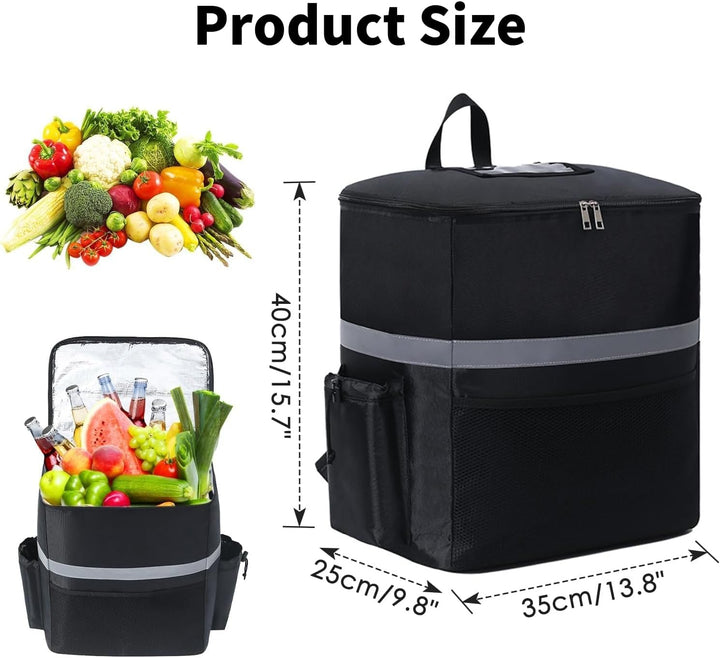 SOONHUA Thermo-Rucksack, isolierte Lebensmittellieferungstasche, 35 l grosses Fassungsvermögen, Lebe