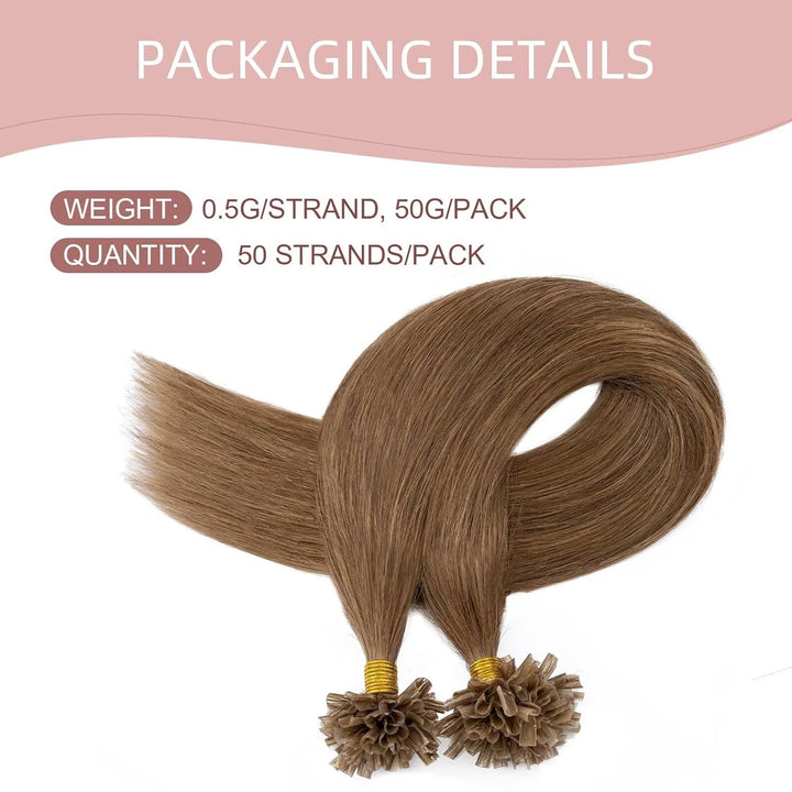 Haarverlängerung Bonding Extensions Echthaar 7A Remy Echthaar Haarteile Echthaar 0,5g Weich Natürlic