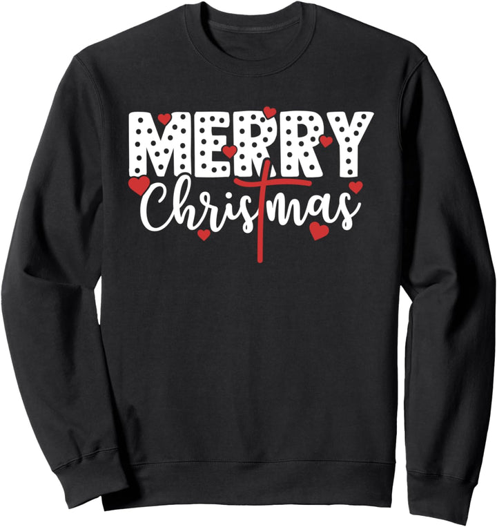 Frohe Weihnachten mit rotem Kreuz und Herzen Sweatshirt