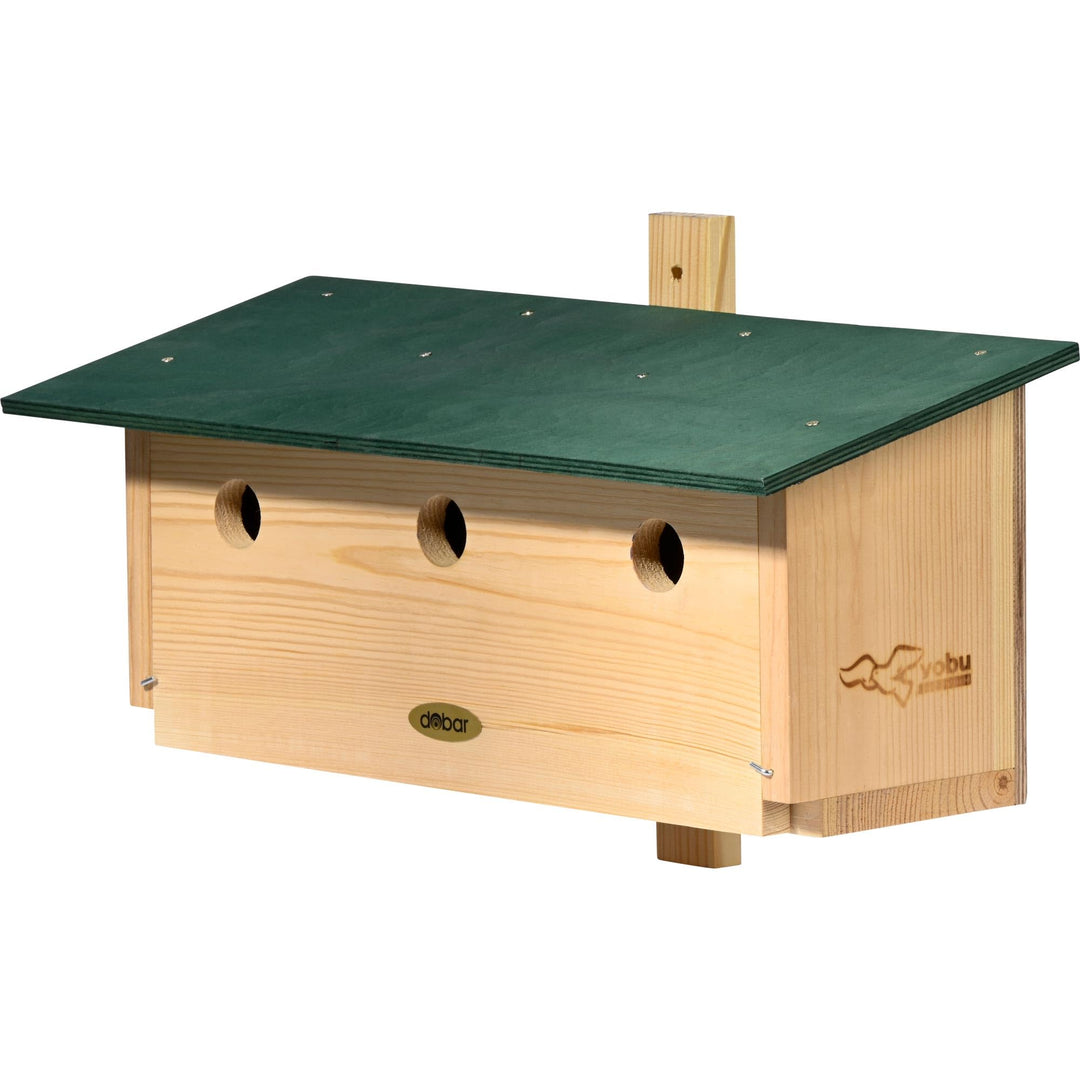 dobar® VOBU Spezial-Nistkasten aus Holz für Spatzen - 3 in 1 Höhlen-Nisthilfe für Sperlinge - mit Re