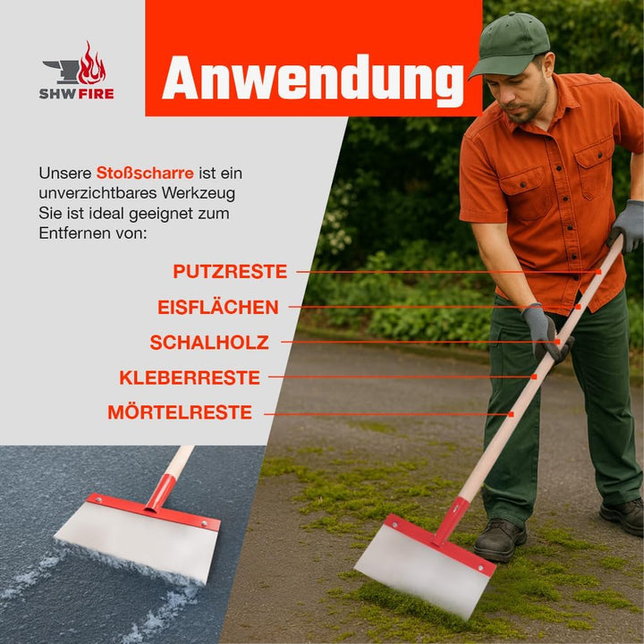 Stossscharre Hochwertig 300mm mit 130cm Stiel von SHW-FIRE, Scharre