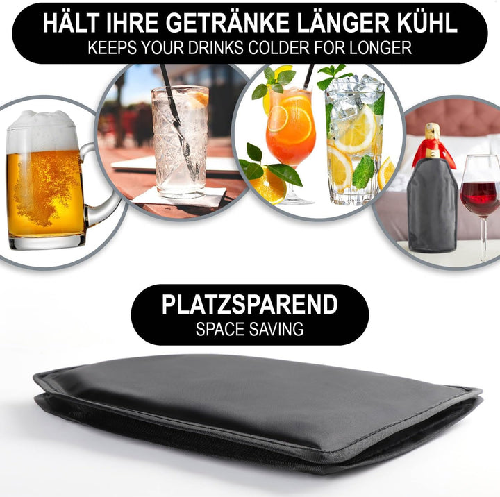 com-four® 2x Flaschenkühler für unterwegs - Sektkühler Manschette mit Gummiband - Kühlmanschette für