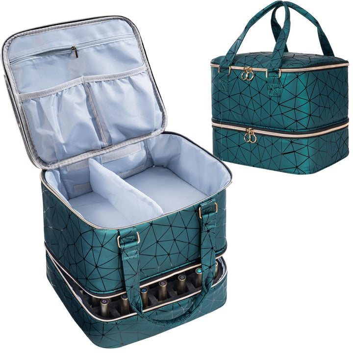 Uross Nagellack Organizer für 42 Nagellackflaschen und 1 LED-Nagellampe, Nagellack Aufbewahrung Tasc