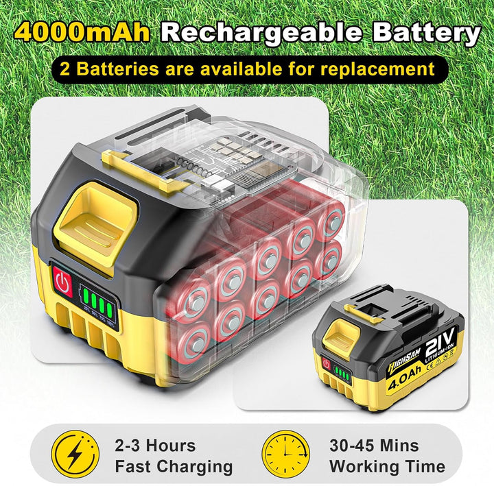 4-in-1 Akku-Rasenmäher mit Unkrautbürste und Zwei 4.0Ah Akkus, 9 Zoll Bürstenloser Motor Multi-Kling