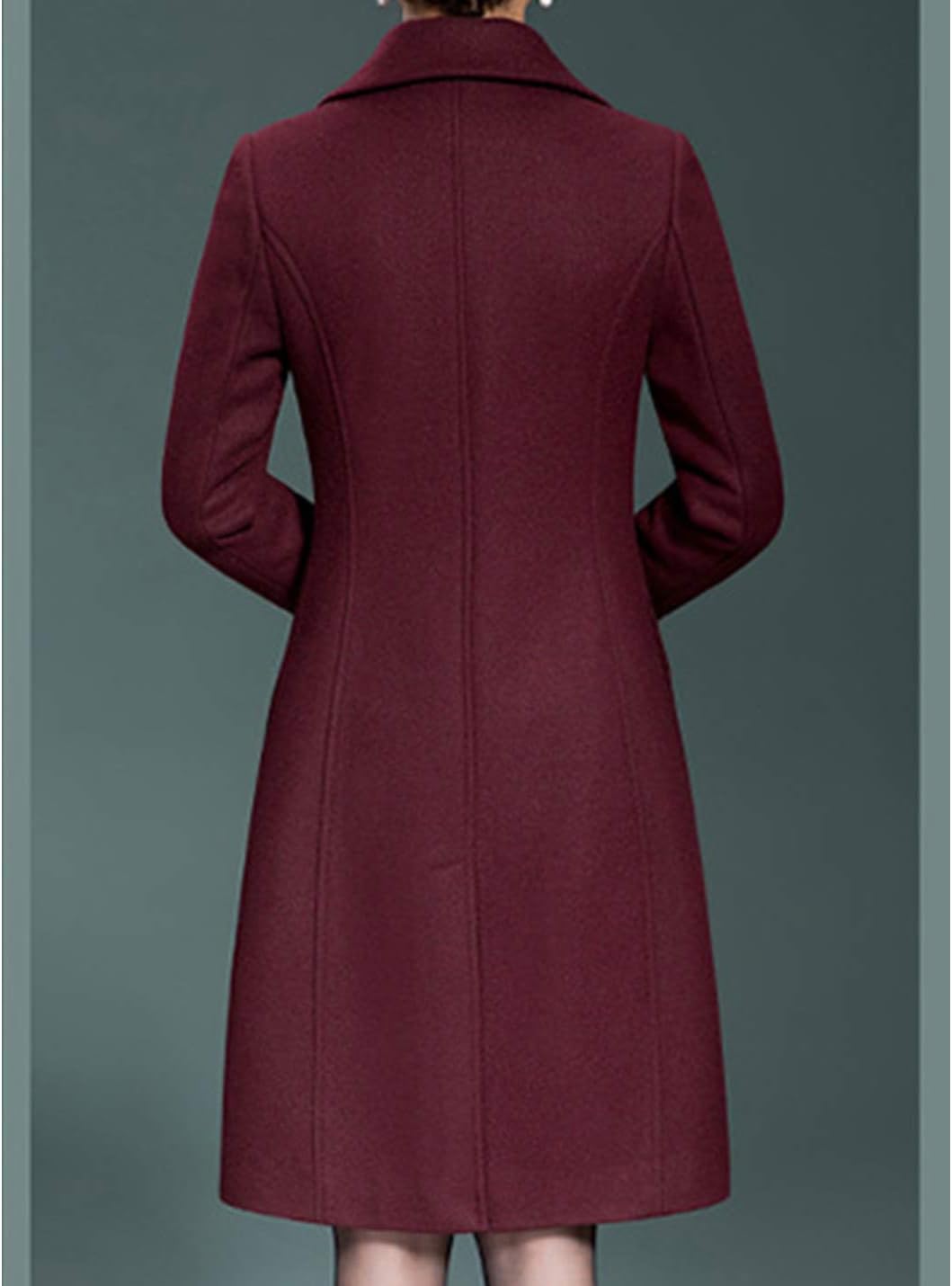 Jenkoon Damen Wolle Trenchcoat Winter Lange Dicke Mantel Walker Mäntel M Wein, M Wein