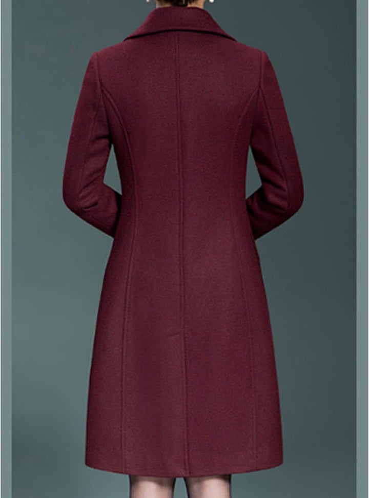 Jenkoon Damen Wolle Trenchcoat Winter Lange Dicke Mantel Walker Mäntel M Wein, M Wein