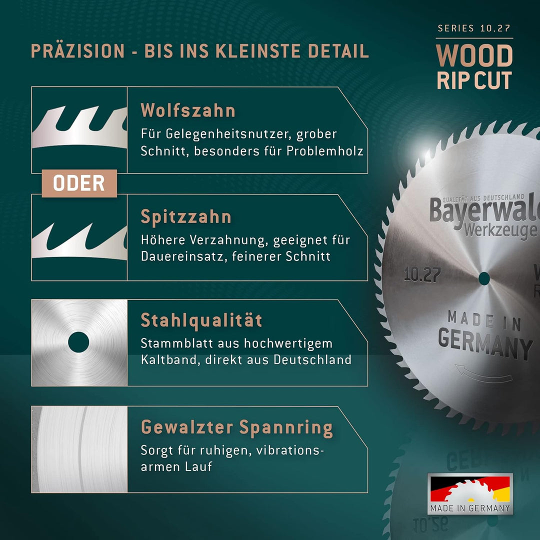 Bayerwald - CV Kreissägeblatt - Ø 400 mm x 3,0 mm x 30 mm | Wolfszahn (56 Zähne) | grobe, schnelle Z