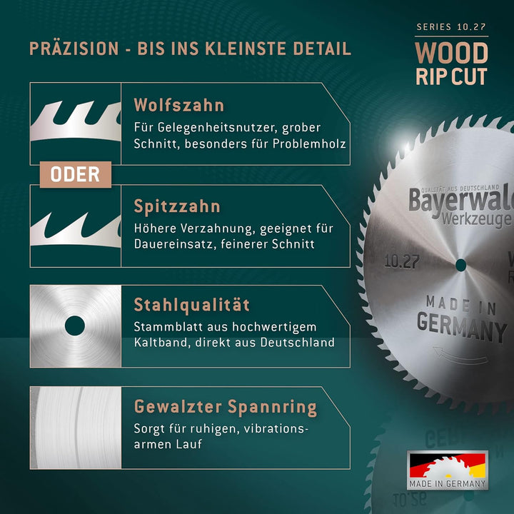 Bayerwald - CV Kreissägeblatt - Ø 400 mm x 3,0 mm x 30 mm | Wolfszahn (56 Zähne) | grobe, schnelle Z