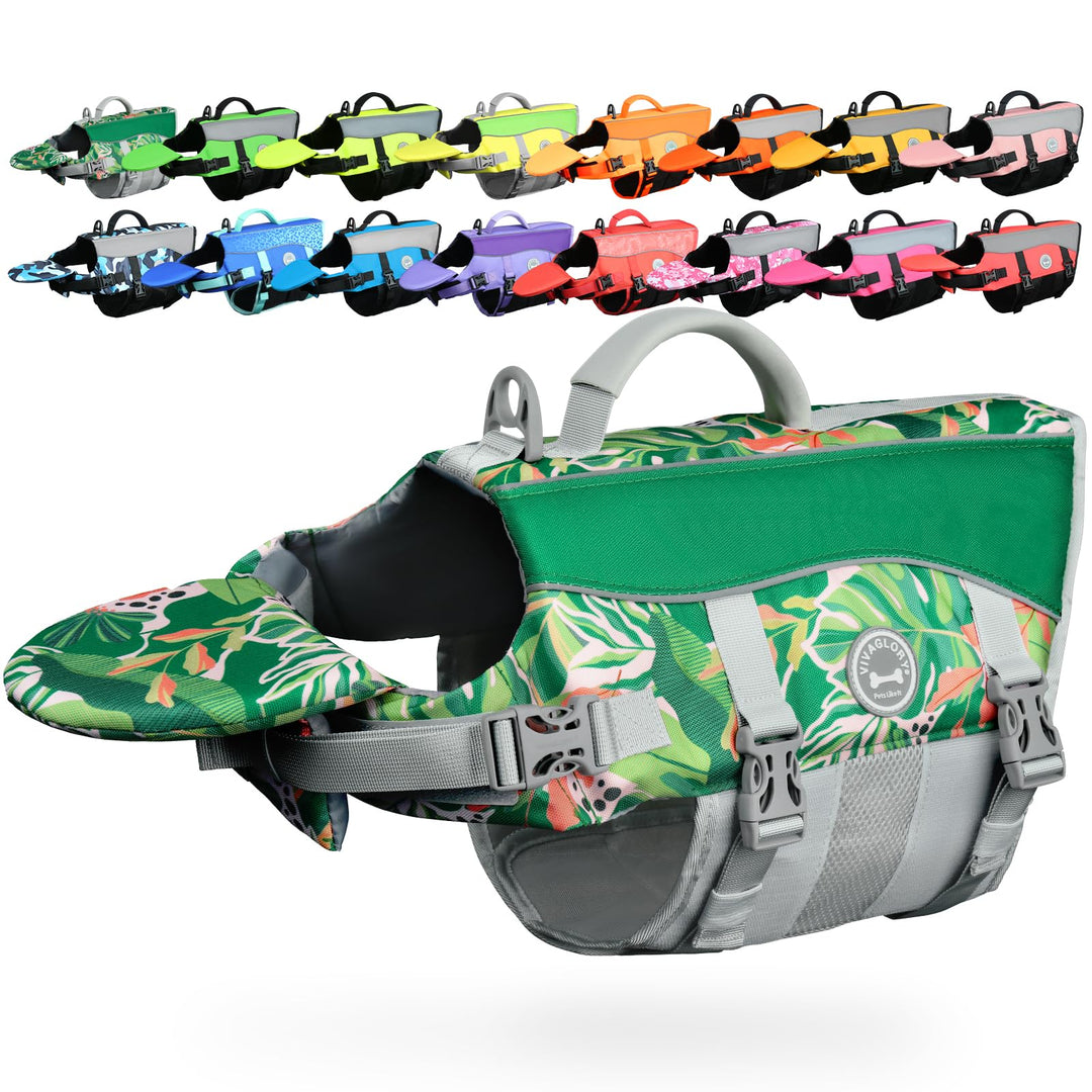 VIVAGLORY Front Float Schwimmweste Hund, Hundeschwimmweste für Bootfahren, Schwimmweste with Kopfstü