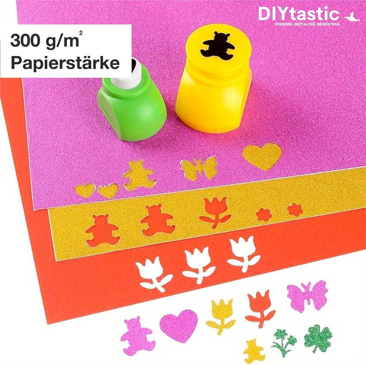 Bastelfreund® 250x Blatt - Glitzerpapier Glitterpapier 250 g/m² - A4 Kopierpapier Druckerpapier bunt