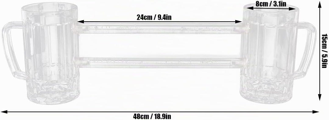 430ml Doppel Verbundenes Bierglas, Acryl-Bierbecher Anti-Drop Bierkrug mit Griff für Bar KTV