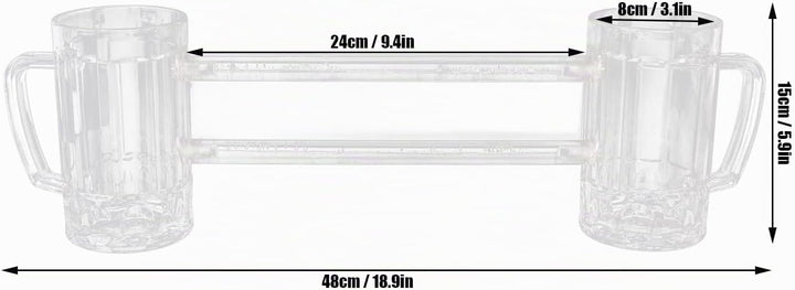 430ml Doppel Verbundenes Bierglas, Acryl-Bierbecher Anti-Drop Bierkrug mit Griff für Bar KTV