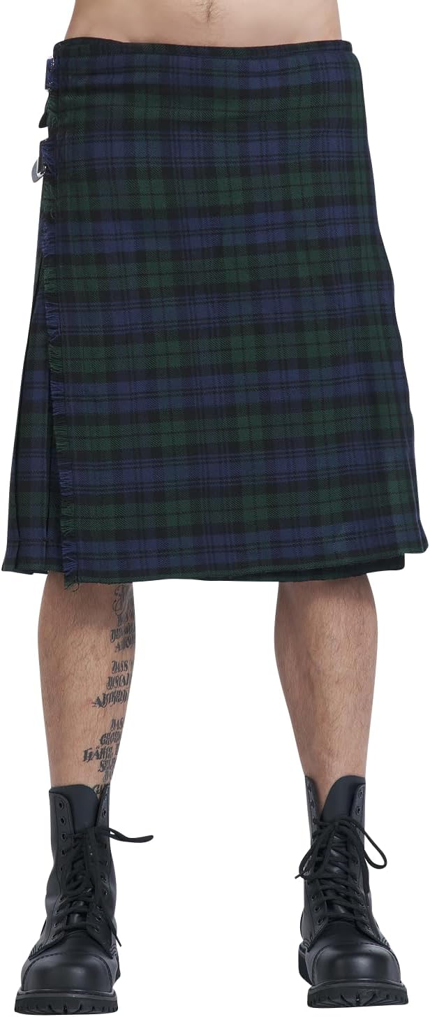 Black Premium by EMP Herren grün-blaues Kult Tartan Kilt grössenverstellbar L Grün/Blau, L Grün/Blau