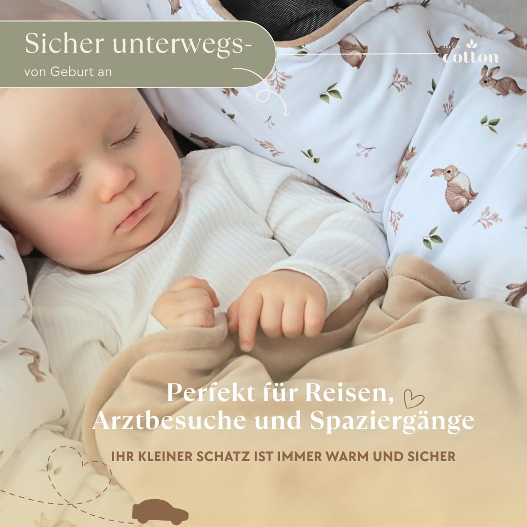 Einschlagdecke Babyschale Kinderwagen: Velours-Bambus-Decke für Autositz, Kinderwagen und Wanne. bab