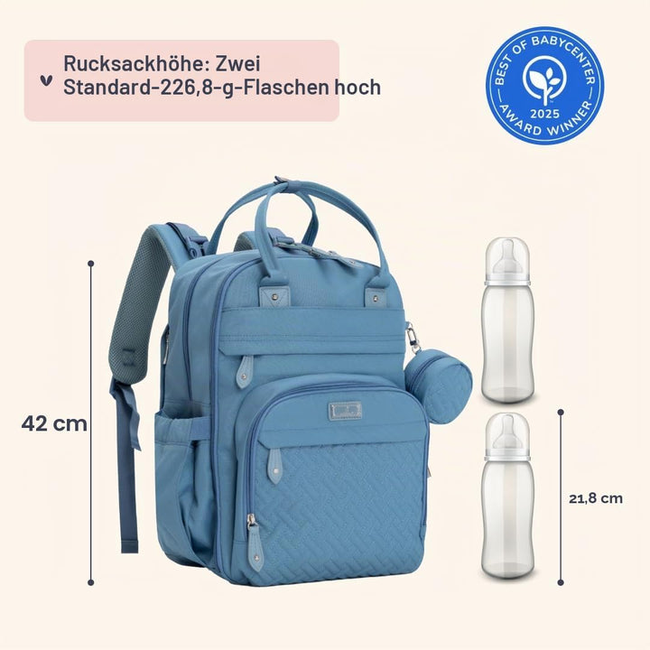 BabbleRoo Wickeltasche Rucksack – Grosse Kapazität, 17 Taschen, Wasserabweisend – mit Wickelauflage,