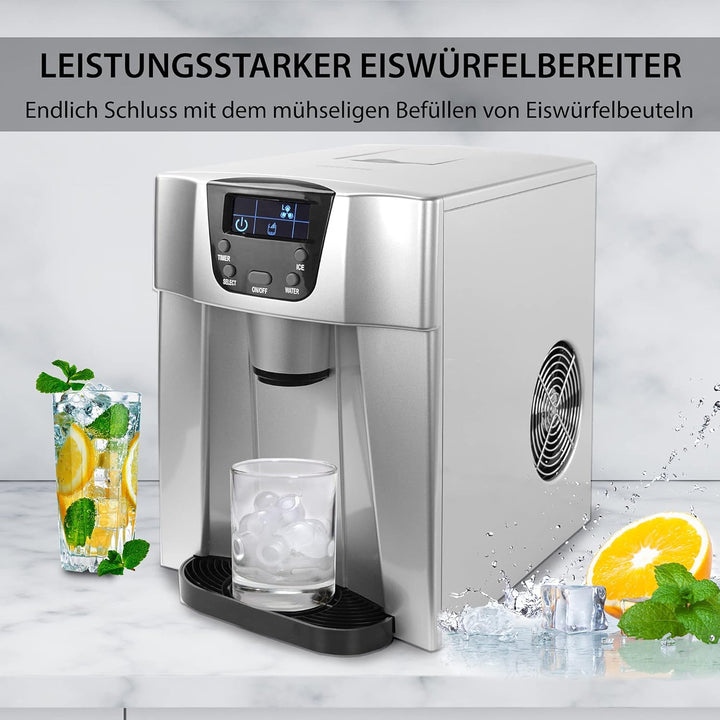 Gino Gelati GG-500 Water Digitaler Eiswürfelbereiter mit Eiswasserfunktion Eiswürfelmaschine