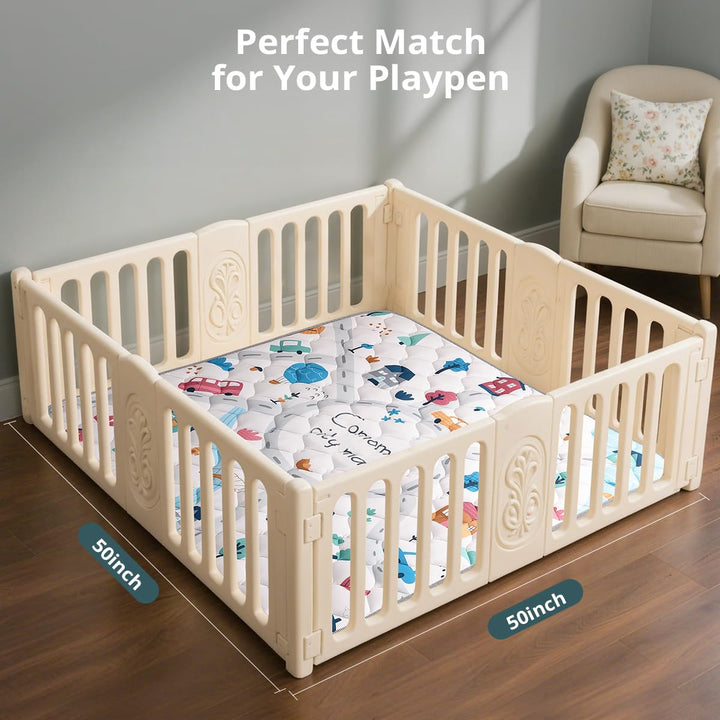 COMOMY Krabbelmatte Baby 127x127 cm, Extra Dicke und Weiche Spielmatte Baby Faltbar, Rutschfeste Sch