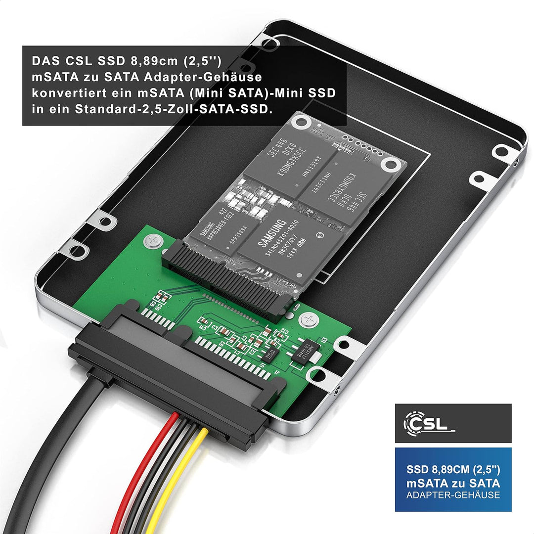 CSL - Festplattengehäuse SSD 8,89cm (2,5'') mSATA zu SATA Adapter Gehäuse | Festplatten-Gehäuse - Ko