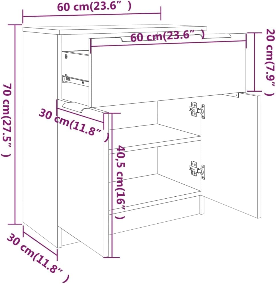 vidaXL Sideboard Kommode Anrichte Schrank Beistellschrank Mehrzweckschrank Standschrank Wohnzimmer B