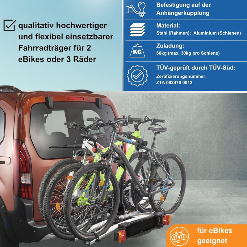 eBike Fahrradträger für Anhängerkupplung Fahrrad Heckträger Radträger - Back 3 - Fahrradträger e-Bik