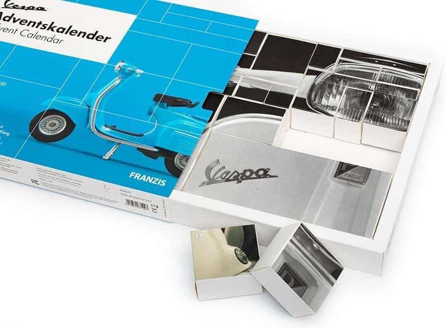 FRANZIS 67109 - Vespa Adventskalender 2020 – Modellbausatz im Massstab 1:43, inkl. Soundmodul und 52