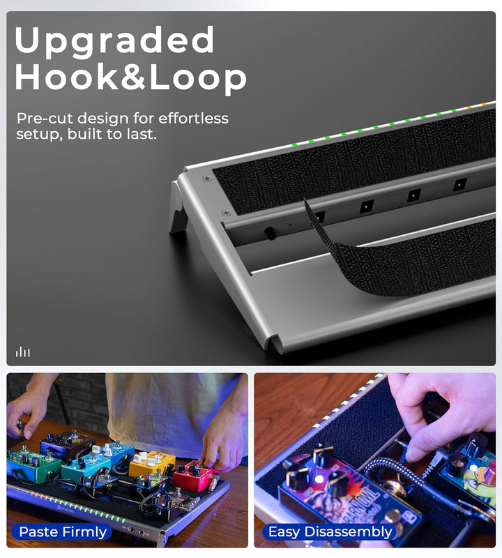 Vangoa Gitarren-Pedalboard mit eingebauter, isolierter Stromversorgung, VPPD-S Aluminium, klein, tra