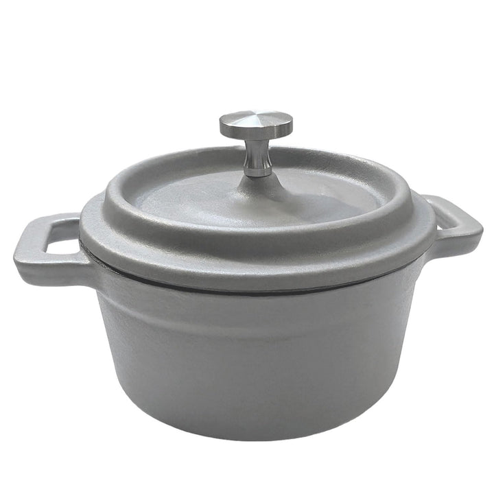 Mini Cocotte Bratentopf klein - Gusseisen ofenfest 10cm (hellgrau), Hellgrau