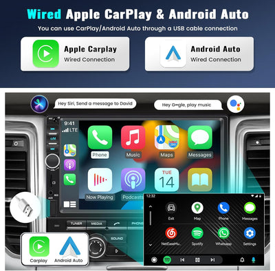 CAMECHO 2 Din CarPlay Autoradio mit Apple CarPlay Android Auto, 7 Zoll Touch Bildschirm Auto Radio m