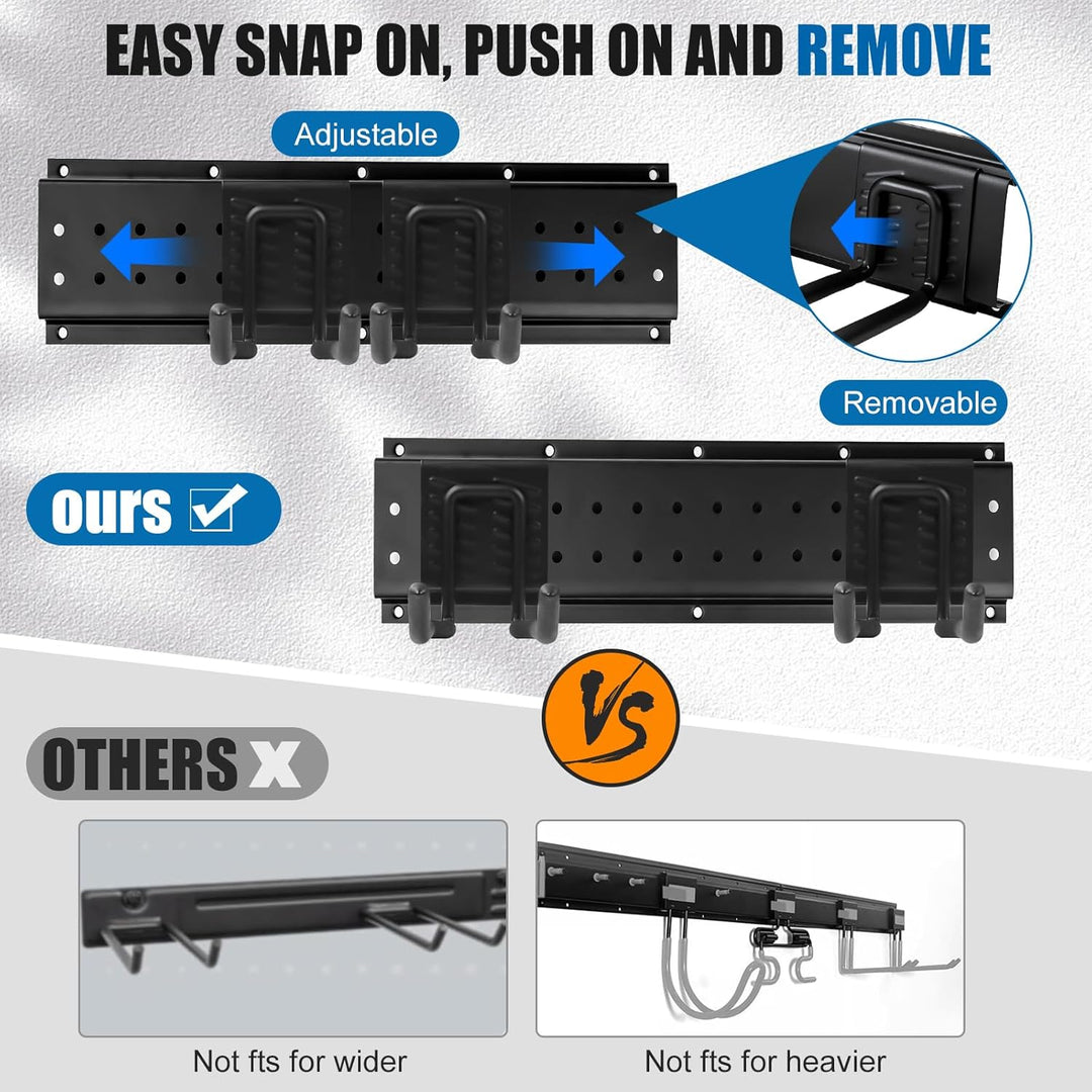 Gartengeräte Halterung,48 Zoll garage tool organizer wall mount, 3 verstellbare Platten + 10 Haken a