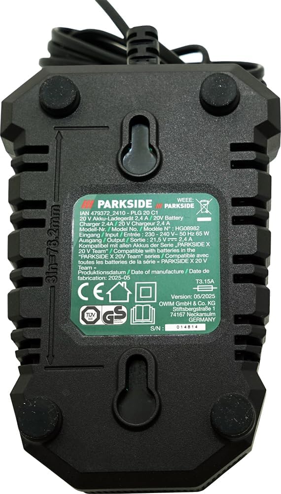 Angebot für Original 20V Ladegerät PLG 20 – passend für die Serie Parkside X 20 V Team – 2,4 A – ohn