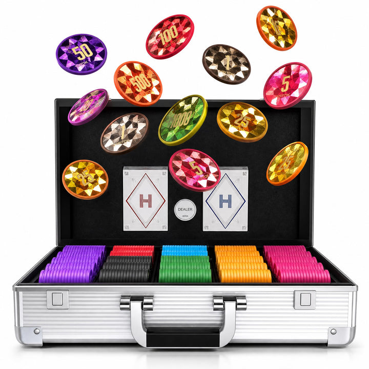 HEITOK Poker Set 1000 Chips – 11,5g ABS Pokerchips mit Werten – Robustes Set für Texas Hold'em & Cas