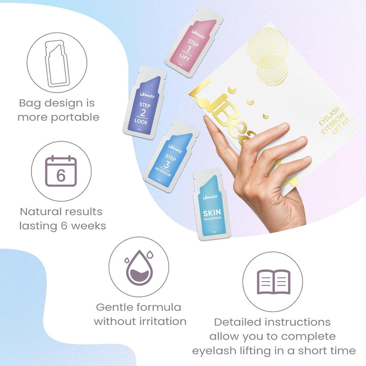 Libeauty Lash Lifting Set – Wimpernlifting Set, Augenbrauen Lift mit Glue Balm und wiederverwendbare