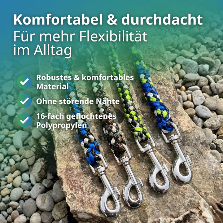 Geflochtene Hundeleine für grössere und grosse Hunde | 2m lang | 3-Fach verstellbare Führleine | Dur