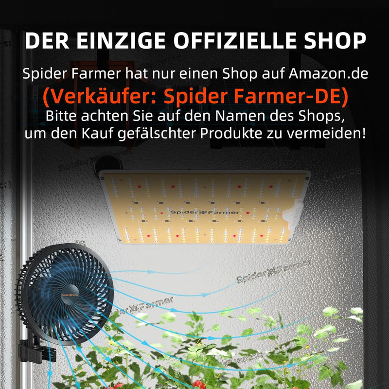 Spider Farmer SF1000D Growbox Komplettset LED Grow Lampe Vollspektrum Samsung LM301B LEDs Growzelt K