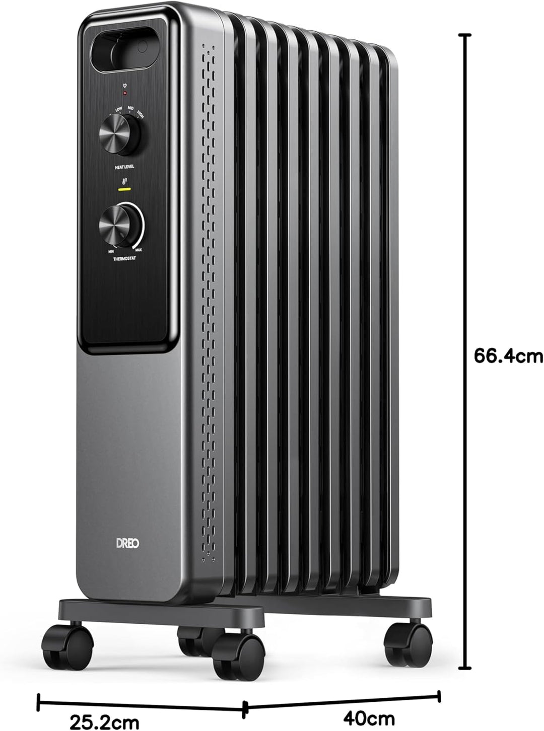 Dreo Ölgefüllter Radiator-Heizkörper mit 9 Rippen, 2000W Leiser Elektrischer Heizstrahler fürs Schla