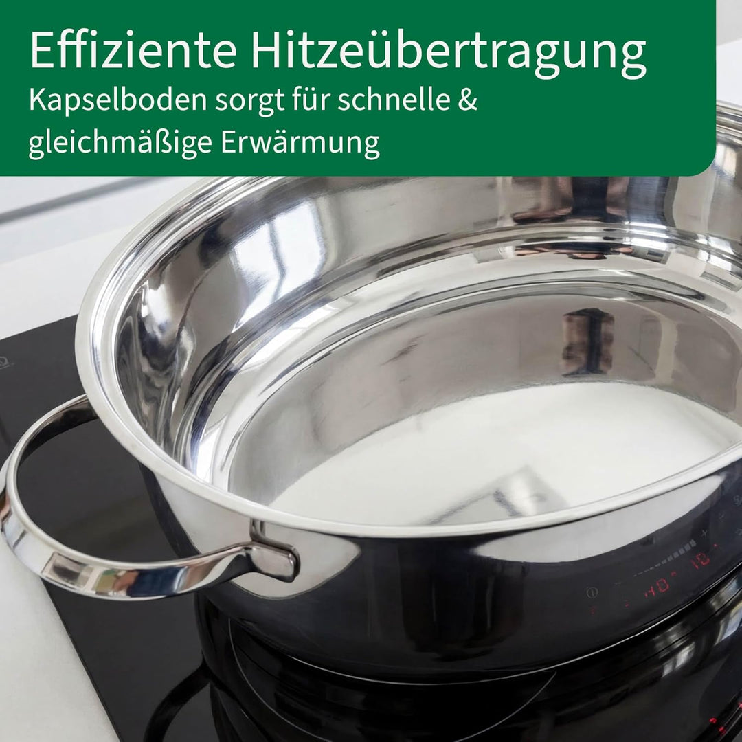 Chefkoch trifft Fackelmann Bräter Rosenheim – Ø38 cm, mit Edelstahldeckel, Gussgriff und Rosteinsatz